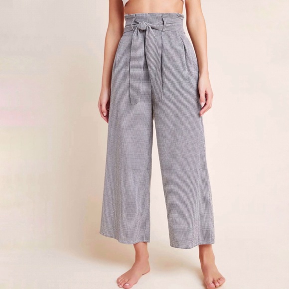 Mara Hoffman Arianna black white gingham print high rise waisted wide leg pants - Picture 6 of 13